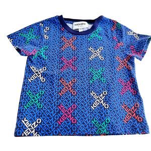 Kenzo boys designer navy graphic logo t-shirt size 2